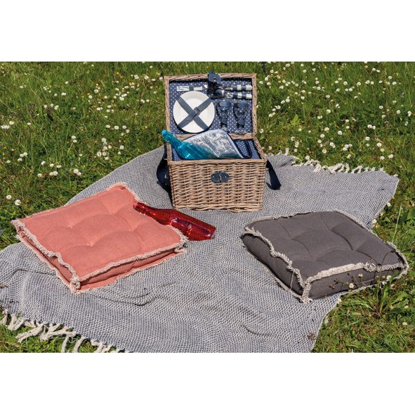 Panier pique-nique en osier gris - 9