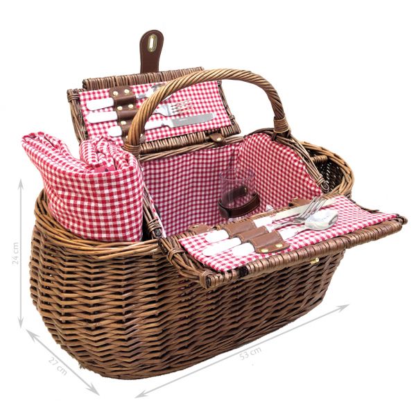 Panier pique-nique en osier naturel Vichy - 9