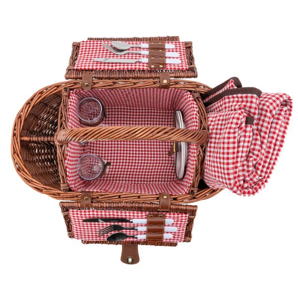 Panier pique-nique en osier naturel Vichy - AUB-3970