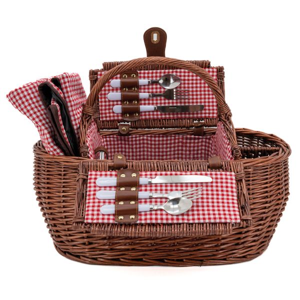 Panier pique-nique en osier naturel Vichy - 5