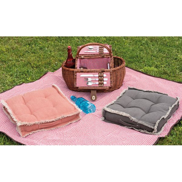 Panier pique-nique en osier naturel Vichy - 8