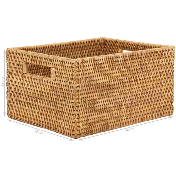 Panier de rangement en rotin naturel (48 x 36 x 25 cm)