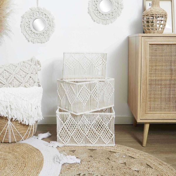 Panier rectangulaire gigogne Boho (Lot de 3) - 8