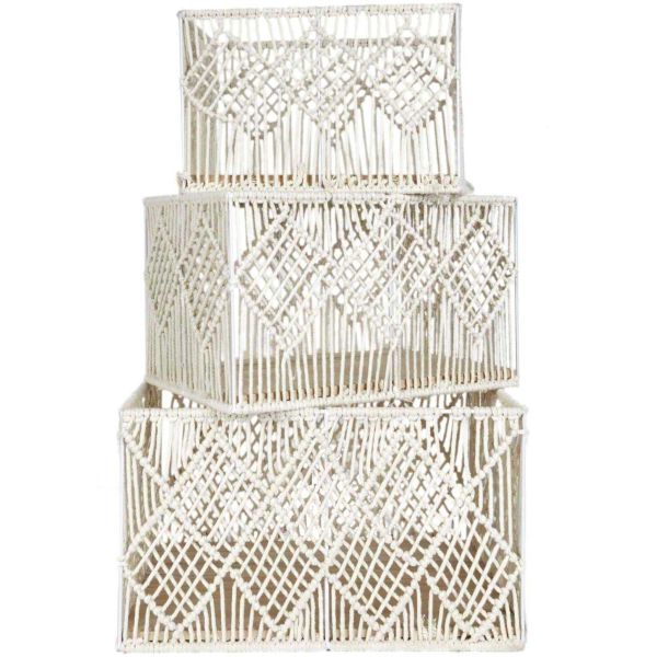 Panier rectangulaire gigogne Boho (Lot de 3)