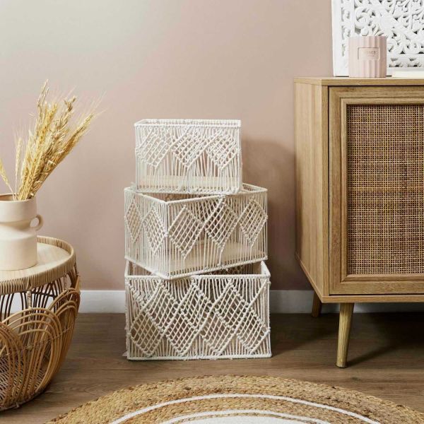 Panier rectangulaire gigogne Boho (Lot de 3) - THE HOME DECO FACTORY