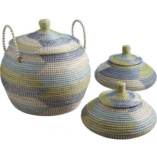 Panier rond jonc de mer (Lot de 3)