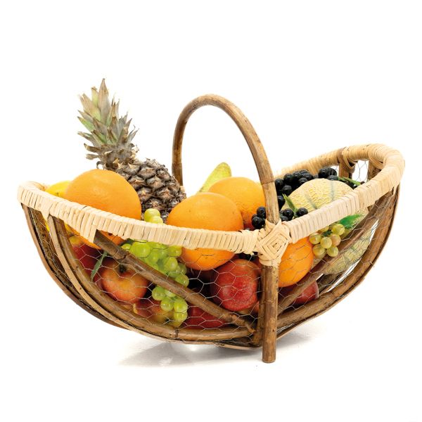 Panier en rotin et grillage - AUB-4317