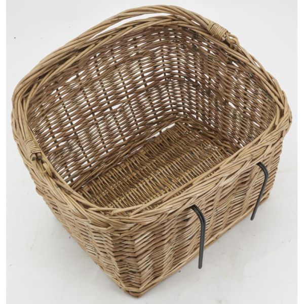 Panier pour vélo en osier buff et métal - AUB-6379