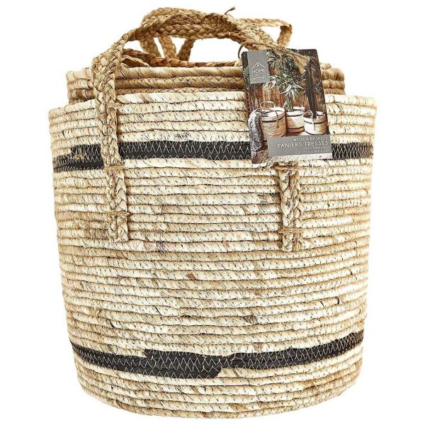 Paniers bicolores en fibre de mais (Lot de 3) - 7