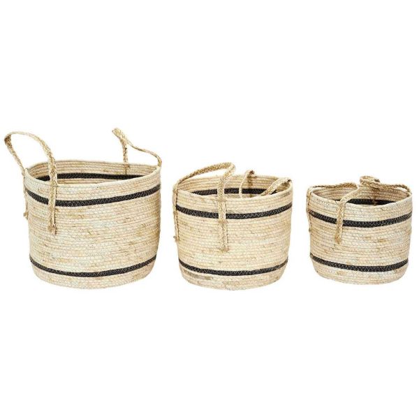 Paniers bicolores en fibre de mais (Lot de 3)