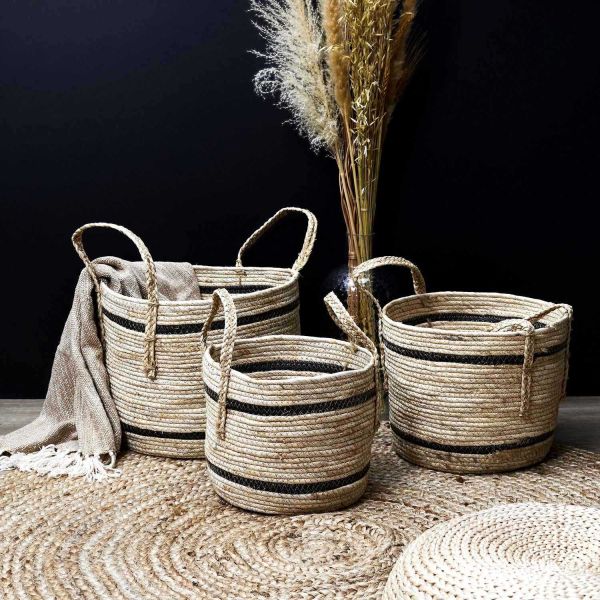 Paniers bicolores en fibre de mais (Lot de 3) - THE HOME DECO FACTORY