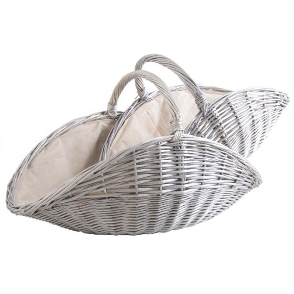 Paniers à bûches en osier gris et jute (lot de 2)