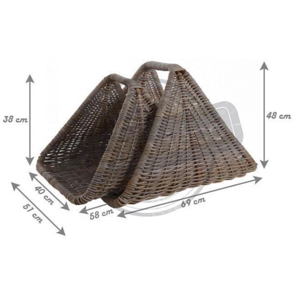 Paniers à bûches en poelet gris (Lot de 2) - AUB-2467