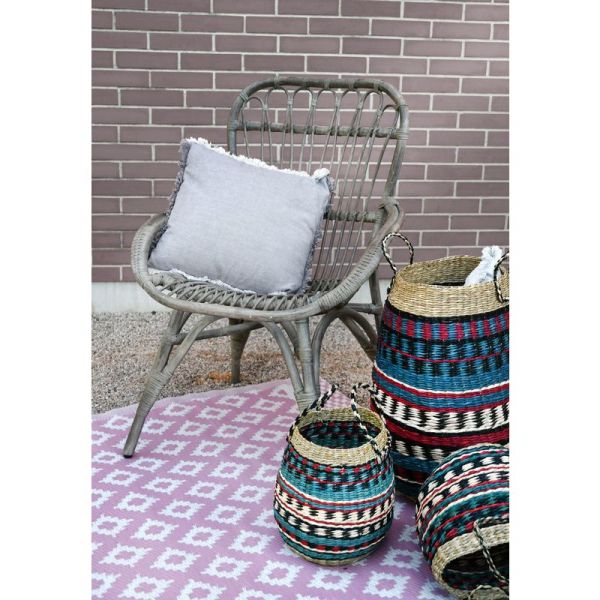 Paniers hauts en jonc naturel et teinté (Lot de 3) - AUB-4114