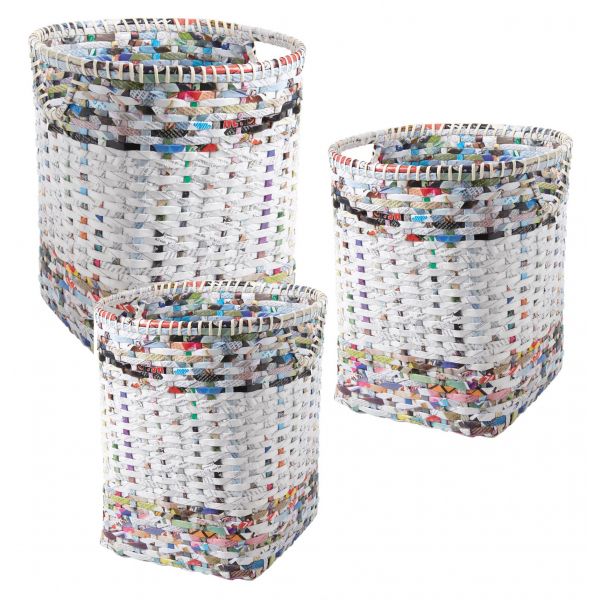 Paniers à linge en papier recyclé (Lot de 3)