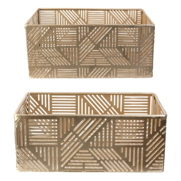 Paniers de rangement en métal ajouré doré (Lot de 2)