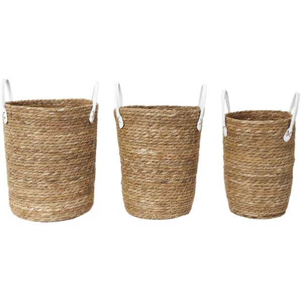 Paniers tressés anses en polyuréthane (Lot de 3)