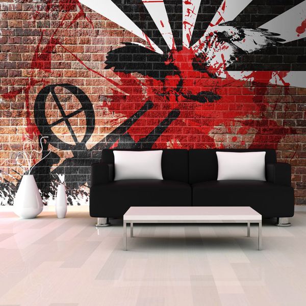 Papier peint - Graffiti sur un mur de brique