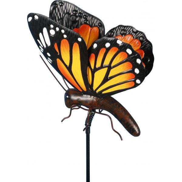 Papillon orange sur pic en métal 102 cm