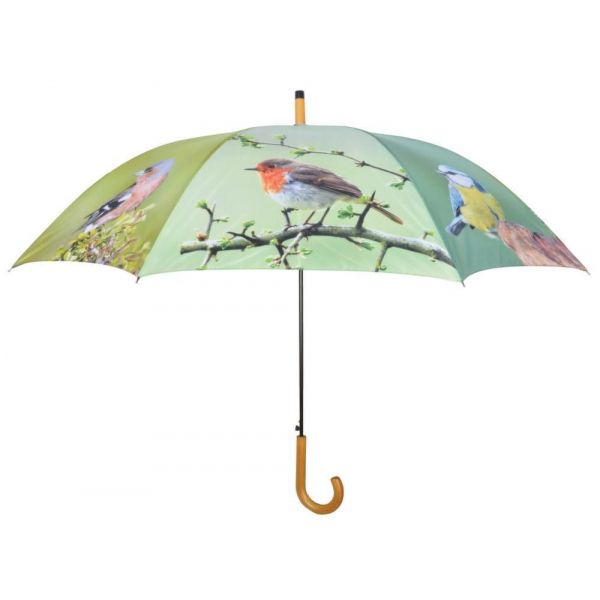 Parapluie oiseaux métal et bois
