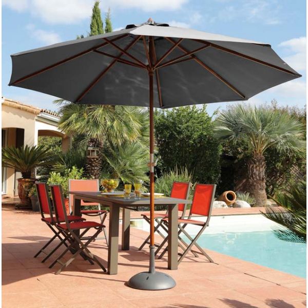 Parasol en bois 300 cm avec manivelle Holly - PROLOISIRS