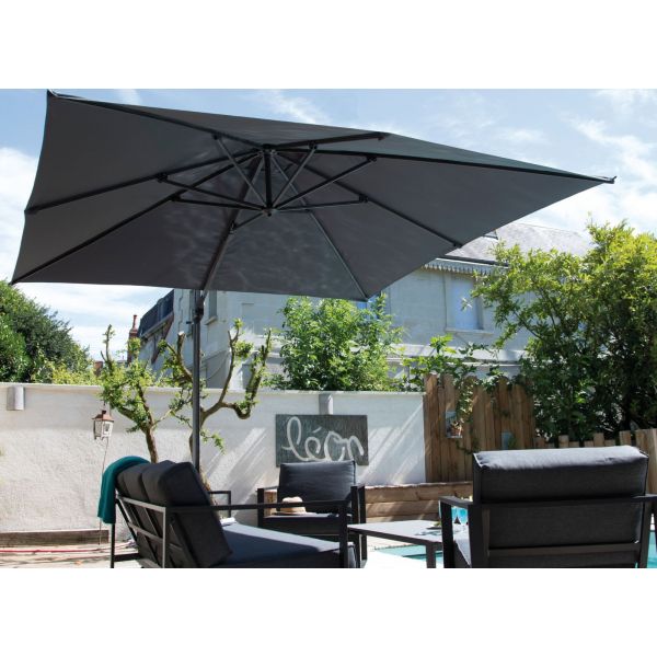 Parasol déporté carré en aluminium 2,5x2,5m Roma - Alizé