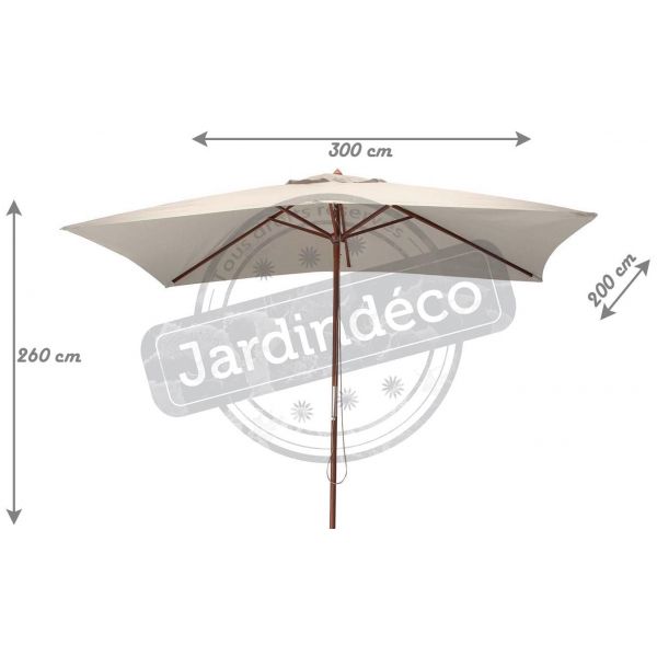Parasol avec mât en bois 300x200 cm Ori - PROLOISIRS