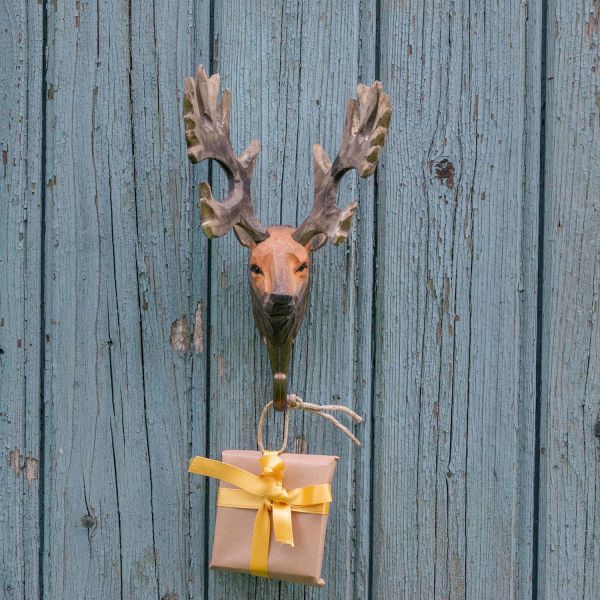 Patère animal en bois sculpté à la main et métal - 6