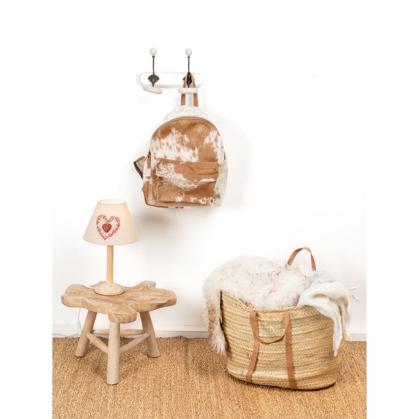 Patère en bois blanc et céramique - AUB-0378