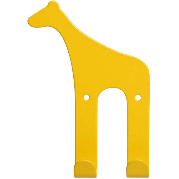 Patère enfant en métal 2 crochets Girafe jaune