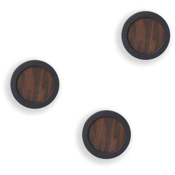 Patère ronde noyer et caoutchouc Hub (Lot de 3) - UMB-0513