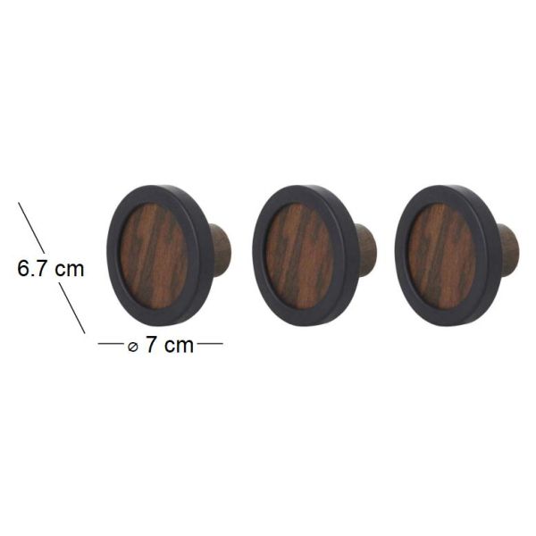 Patère ronde noyer et caoutchouc Hub (Lot de 3) - 5