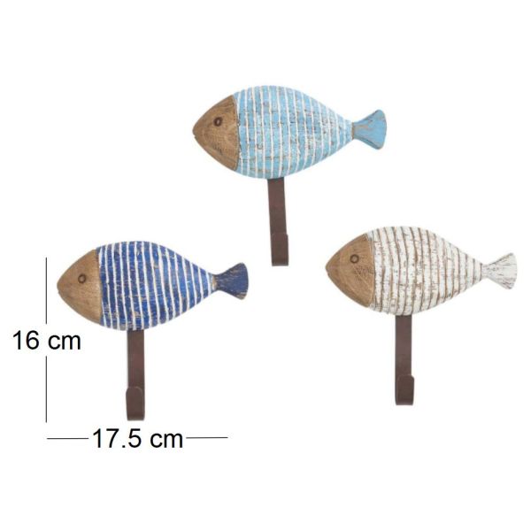 Patères en bois et métal Poissons (Lot de 3) - 9