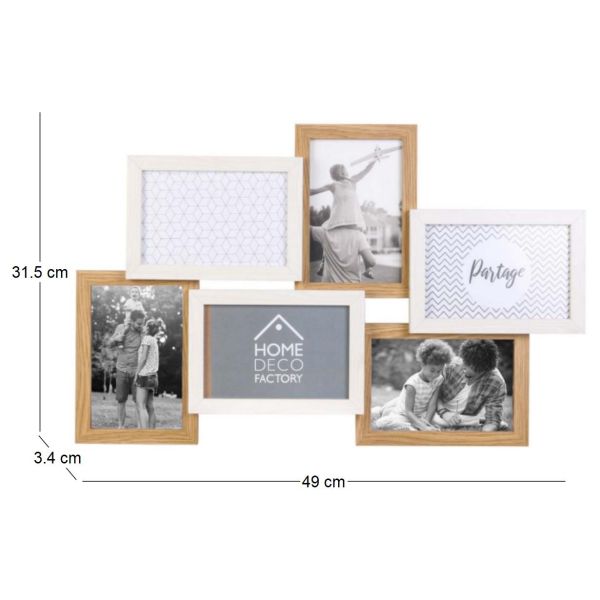Pêle-mêle bois et blanc photos 10 x 15 cm Family - 6