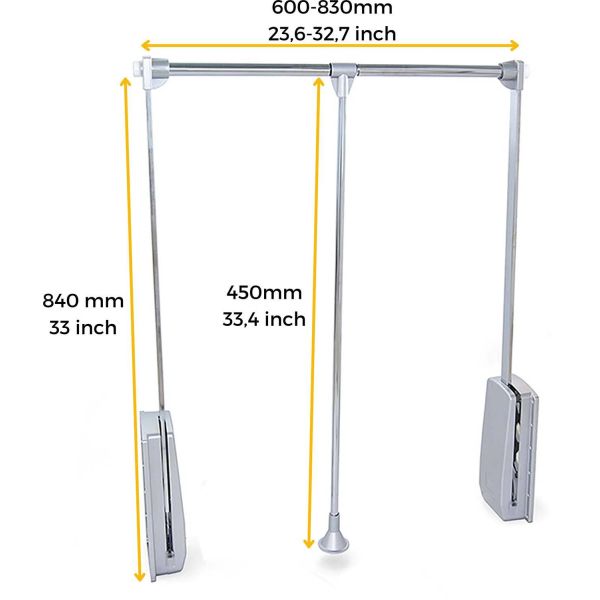 Penderie rabattable chromée pour armoire Hang - EMU-0103