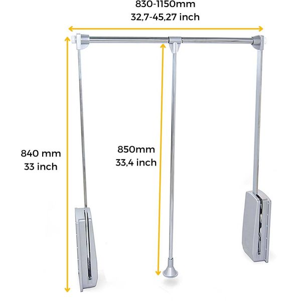 Penderie rabattable chromée pour armoire Hang - EMU-0102