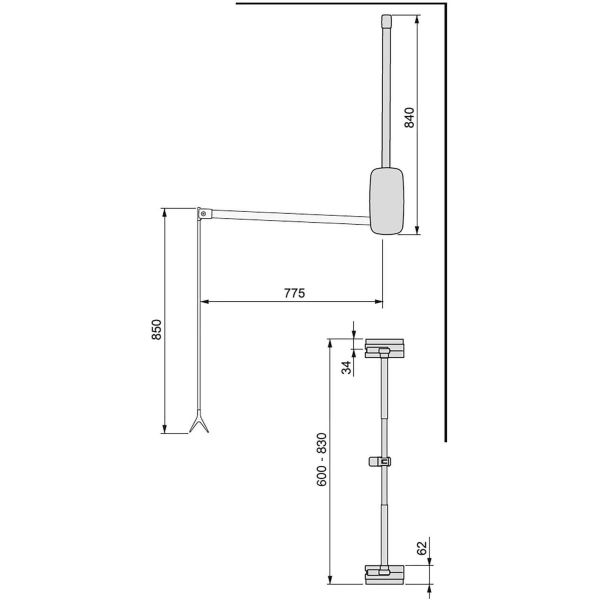 Penderie rabattable chroméee pour armoire Sling - EMU-0190