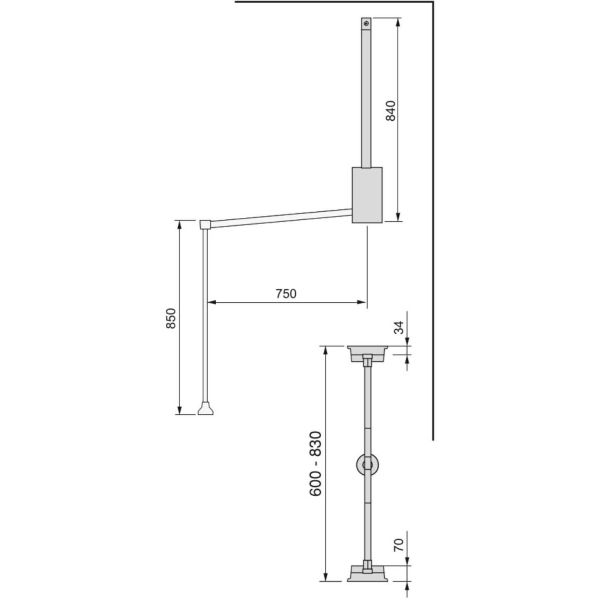 Penderie rabattable gris pierre pour armoire Hang - EMU-0213