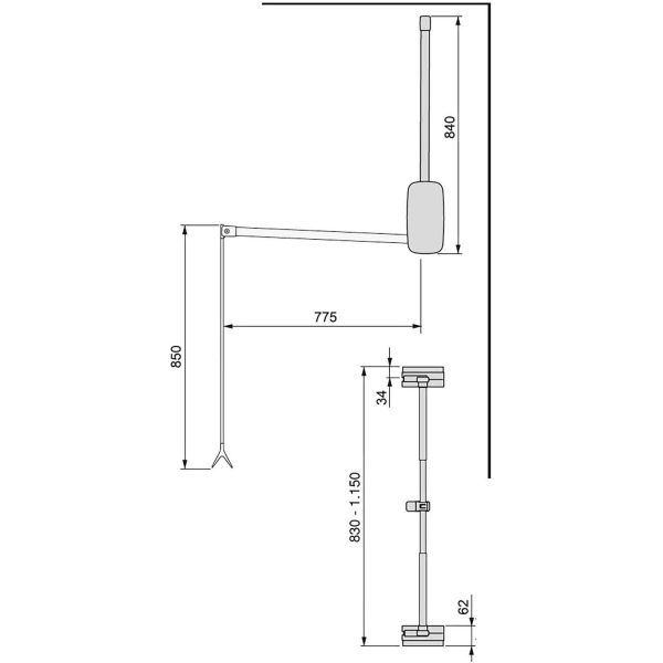 Penderie rabattable titane pour armoire Sling - EMU-0231