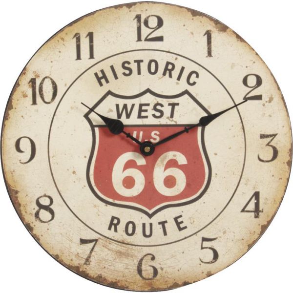 Pendule en bois vieilli Route 66