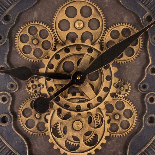 Pendule en fer vitrée avec rouages 70 cm - ANTIC LINE CRéATIONS