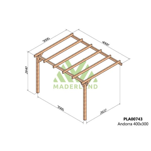 Pergola accolée en bois lamellé-collé Andorra - Maderland