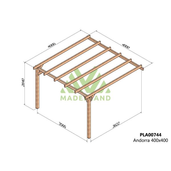 Pergola accolée en bois lamellé-collé Andorra - Maderland