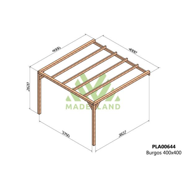 Pergola accolée en bois lamellé-collé Burgos - Maderland