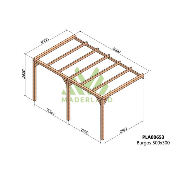 Pergola accolée en bois lamellé-collé Burgos - Maderland