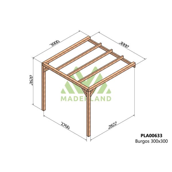 Pergola accolée en bois lamellé-collé Burgos - Maderland