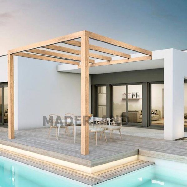 Pergola accolée en bois lamellé-collé Burgos