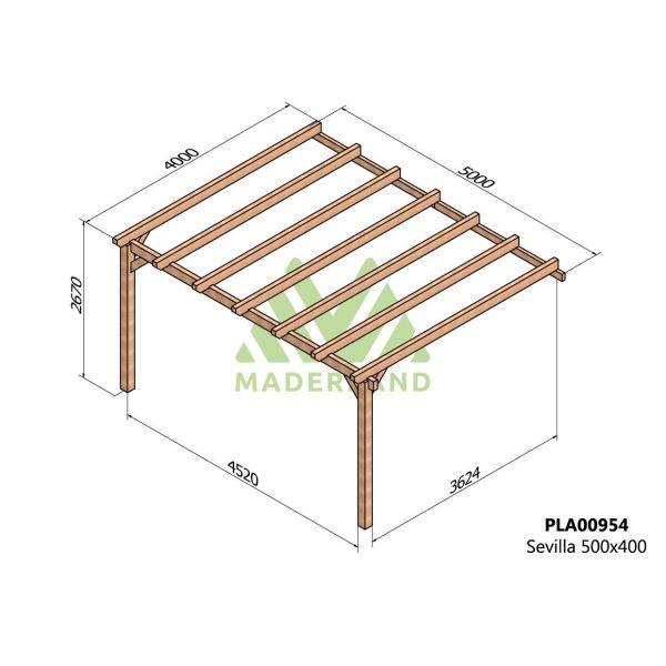 Pergola accolée en bois lamellé-collé Sevilla - Maderland