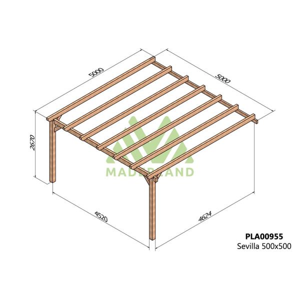 Pergola accolée en bois lamellé-collé Sevilla - Maderland