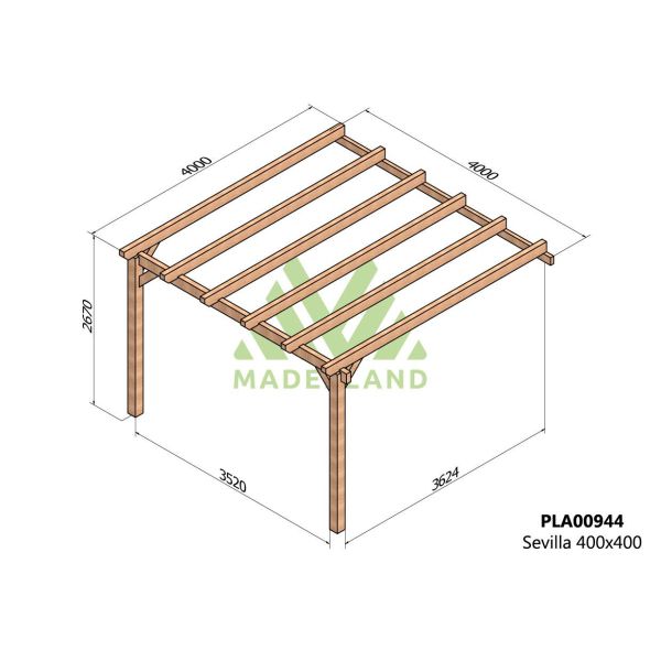 Pergola accolée en bois lamellé-collé Sevilla - Maderland